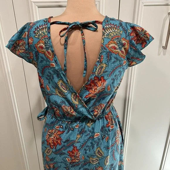 Band Of The Free Faux Wrap Maxi Dress Floral Boho‎ Peasant Romantic Cottagecore - Picture 8 of 12